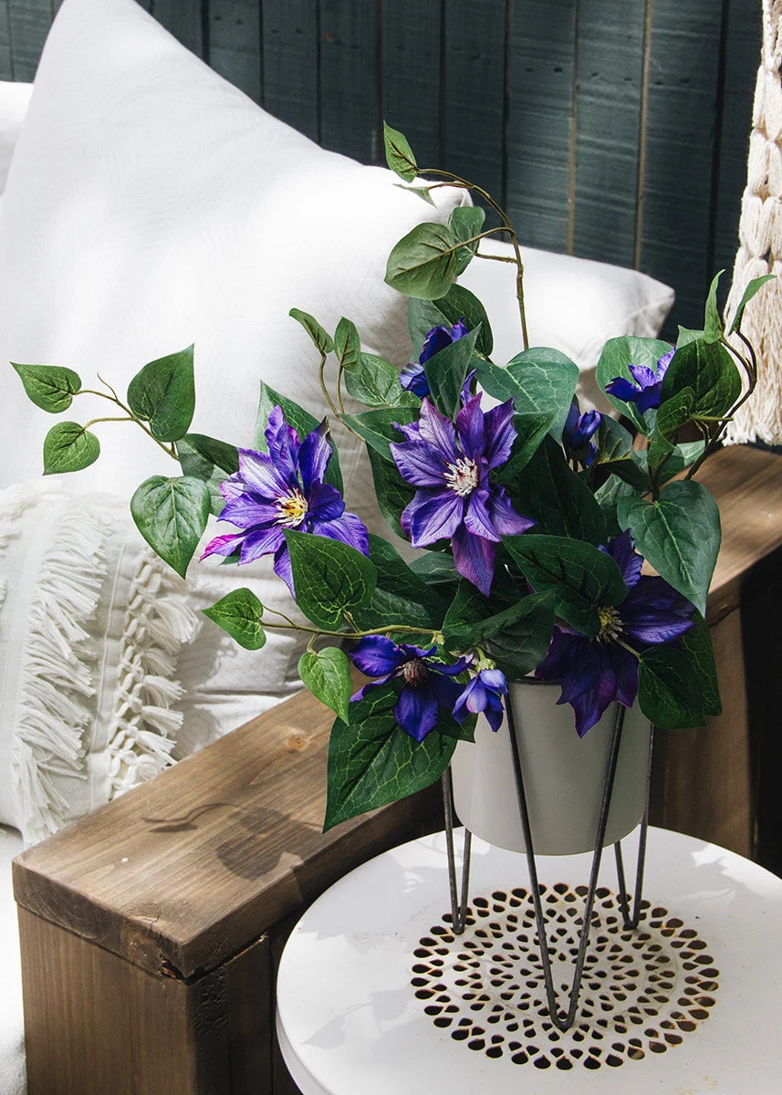 UV Protected Indoor/Outdoor Silk Clematis - 20.5"