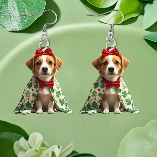 Clover Cloak Dog Earrings