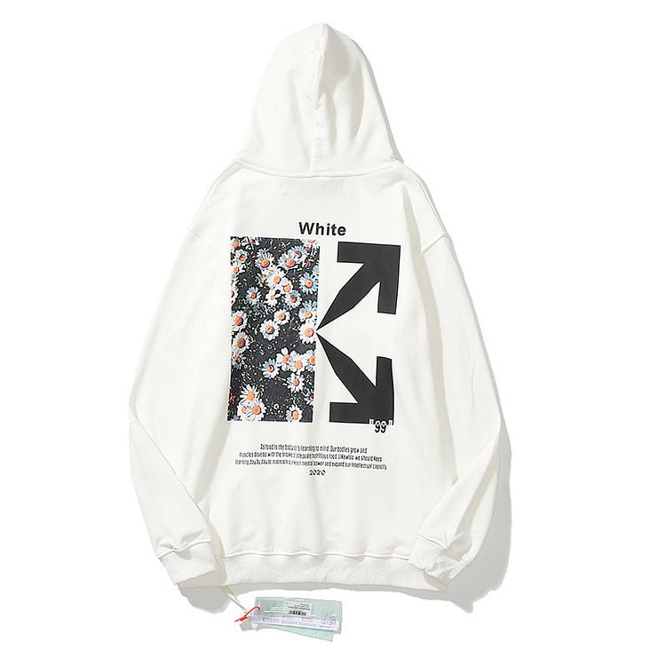 Off White Hoodie Autumn and Winter Off Little Daisy Pattern Series Men's and Women's Hooded Sweater