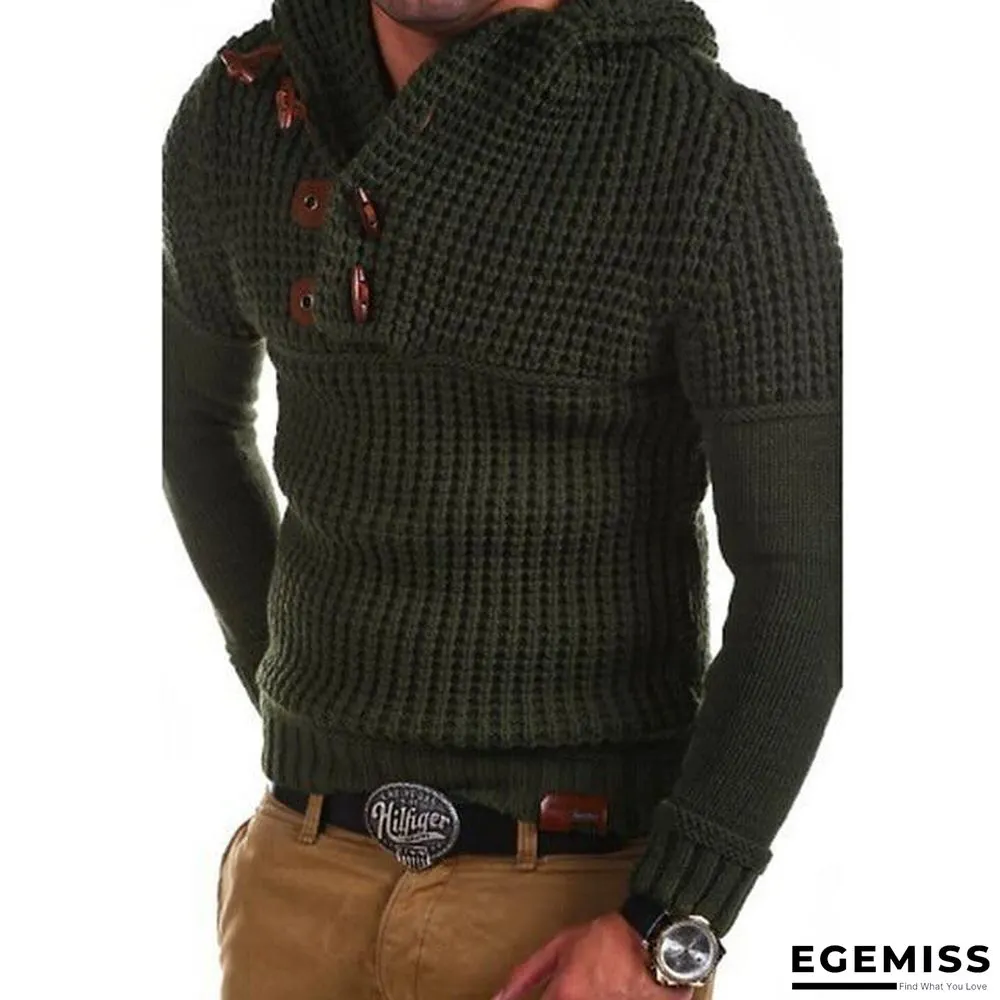 Mens Casual Fit Slim Knitted Sweater-V-Neck Buckle Thick Warm Pullover Half-Zipper | EGEMISS