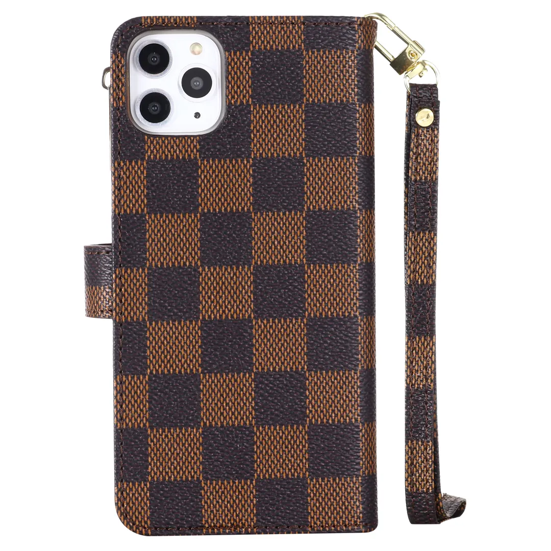 Monogram LV canvas leather wallet iPhone Samsung mobile phone case