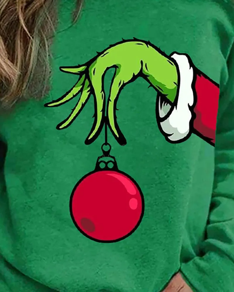 Christmas Grinches Print Long Sleeve Top