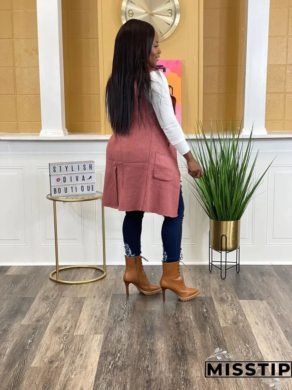 Solid Color Sleeveless knit Sweater Vest Cardigan