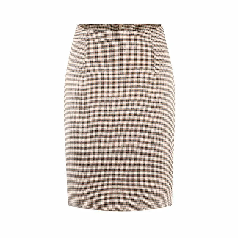 Womens Plaid Woolen Skirt Spring Autumn Women Houndstooth Mini Skirts Ladies High Waist Slim Back Zipper Pencil Skirt