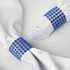 10 Pack | Royal Blue Diamond Rhinestone Napkin Rings, Chair Sash Velcro Brooch Buckle