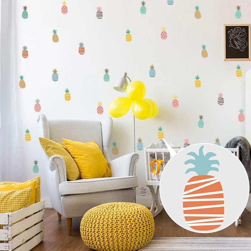 Colored Pineapple DIY Wall Sticker for Kids Rooms Baby Room Decorative Wall Vinyl Removable Waterproof Modern Home Decoration