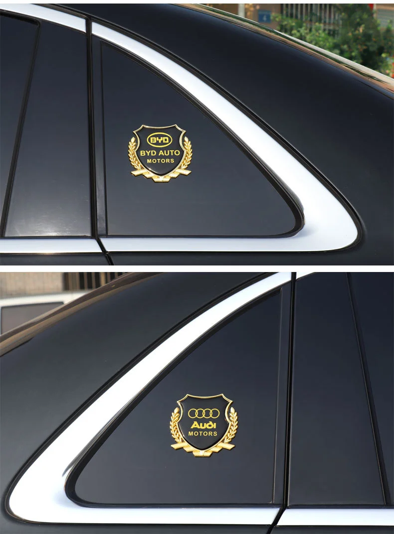 Car triangular window zinc alloy wheat ear car sticker(2PCS)