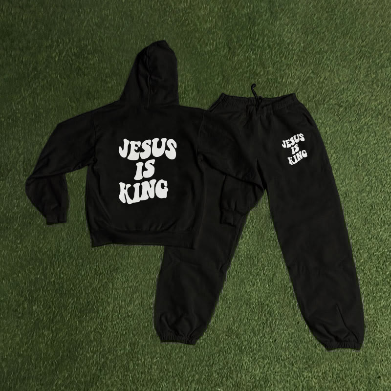 Jesus Is King Print Hoodie And Sweatpants Set