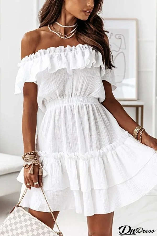 Off Shoulder Swing Mini Dress