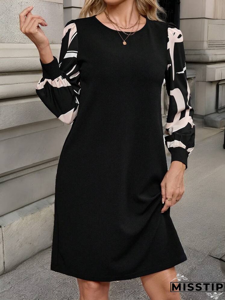 Women's Graphic Print Long Sleeve Mini Dress