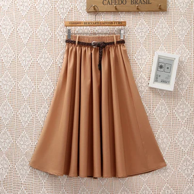 Churchf Churchf New College Wind Small Fresh Literary A Word Skirt Versatile Long Skirt Female Send Belt