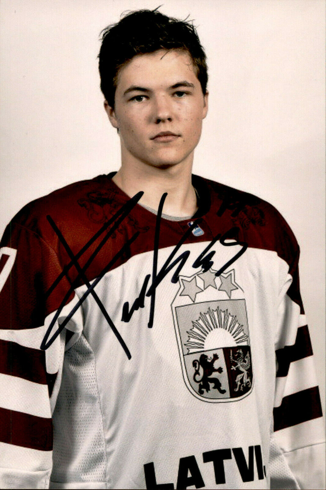 Renars Krastenbergs SIGNED 4x6 Photo Poster painting LATVIA OSHAWA GENERALS / NHL DRAFT 2017