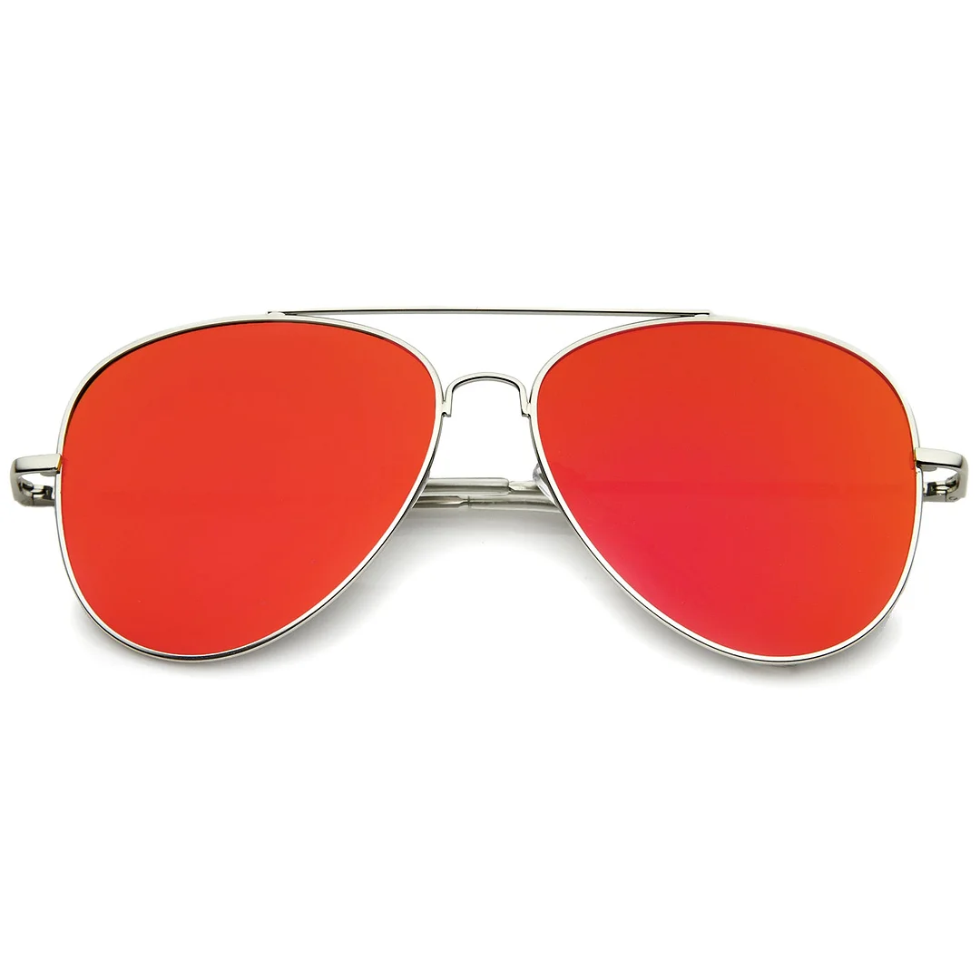 Large Full Metal Color Mirror Teardrop Flat Lens Aviator glasses 60mm