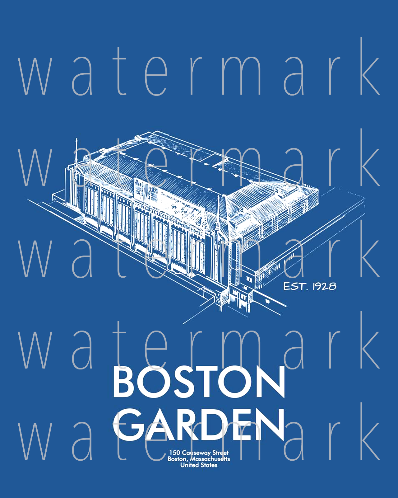 Boston Garden 1928 Blueprint Sports 8X10 inch print poster wall art RP