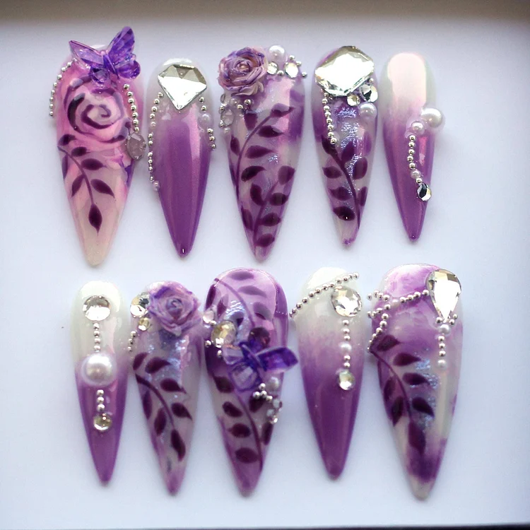 Lavender Rose Ombre Press On Nails