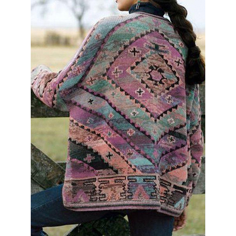 Casual Retro Print Hooded Coat wearshes