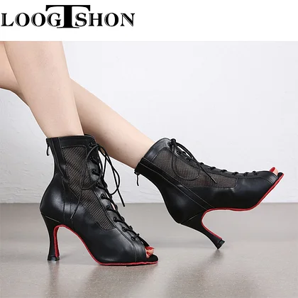 VCshoes Black Soft Bottom Bachata Women Ballroom Latin Dance ShoesSalsa Dance Sandals Woman Thin Heel 8.3cm/10cm/11cm