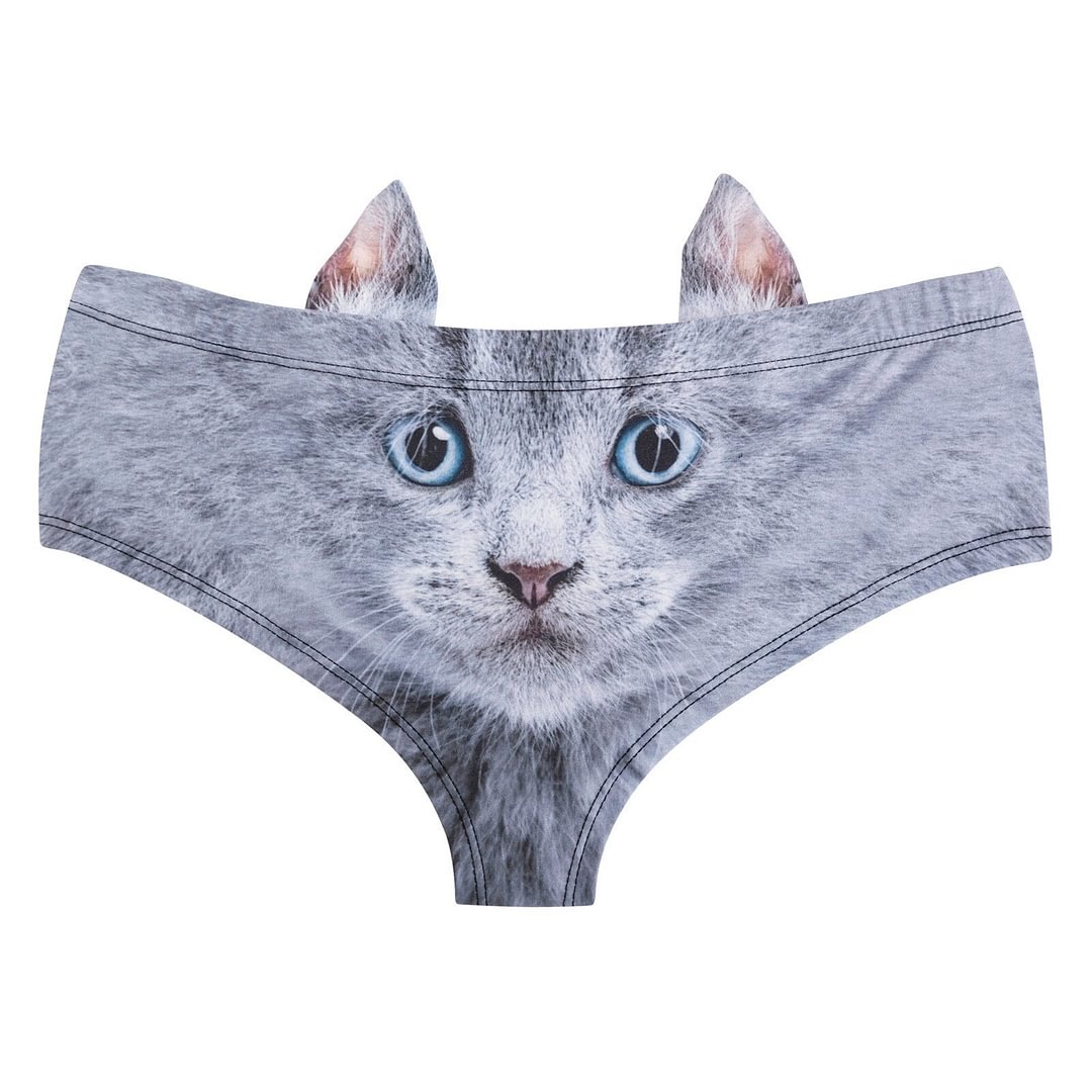 Ladies Sexy Panties Animal Pattern Ear Themed Women Underwear Print Sexy Lingerie High Waist Buttocks Thongs Briefs Multi-color