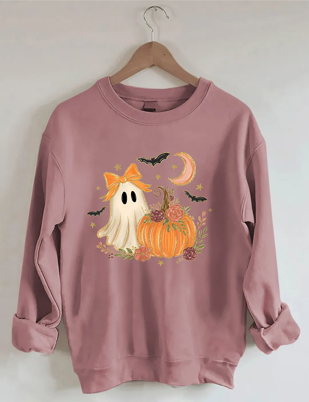 Floral Ghost Halloween Pumpkin Sweatshirt