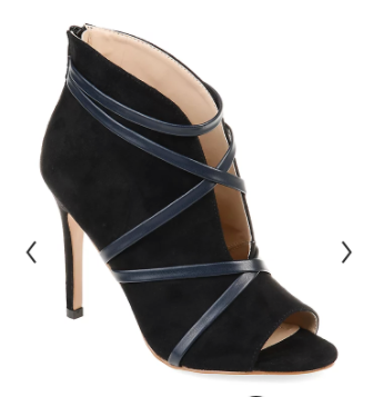 Black Suede and Navy Strap Peep Toe Ankle Booties Vdcoo