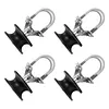 [US Local Warehouse] Pack of 4 Nylon Sliding Gate Rollers w/H-Shaped Wheel Groove Mini Nylon Track Wheel Roller Cantilevered Rail Fence Kit Sliding Hardware Kit for 4in Square Post 2in Fence Frame