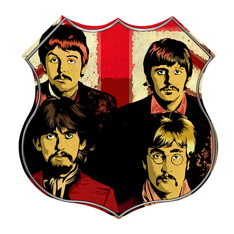 Beatles band - bouclier vintage en étain signe - 11.8x11.8inch