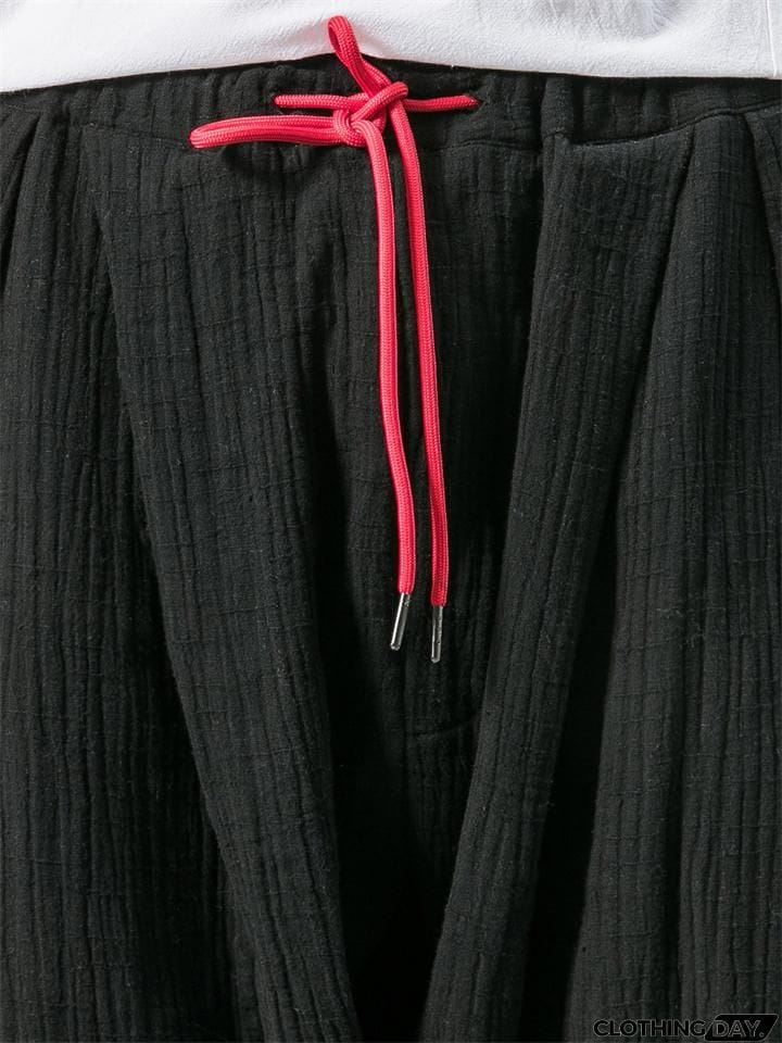 Men's Casual Loose Fashion Solid Color Linen Cropped Pants