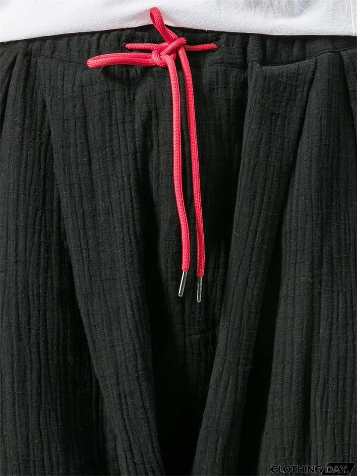 Men's Casual Loose Fashion Solid Color Linen Cropped Pants