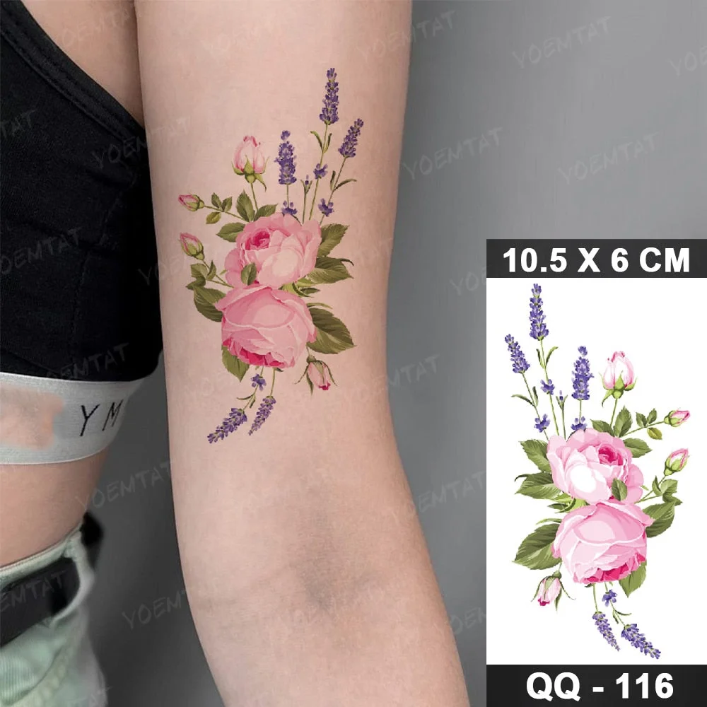 Transfer Temporary Tattoo Stickers Butterfly Flower Realistic Sexy Flash Tatoo Women Men Arm Waist Line Body Art Fake Tatto Cool