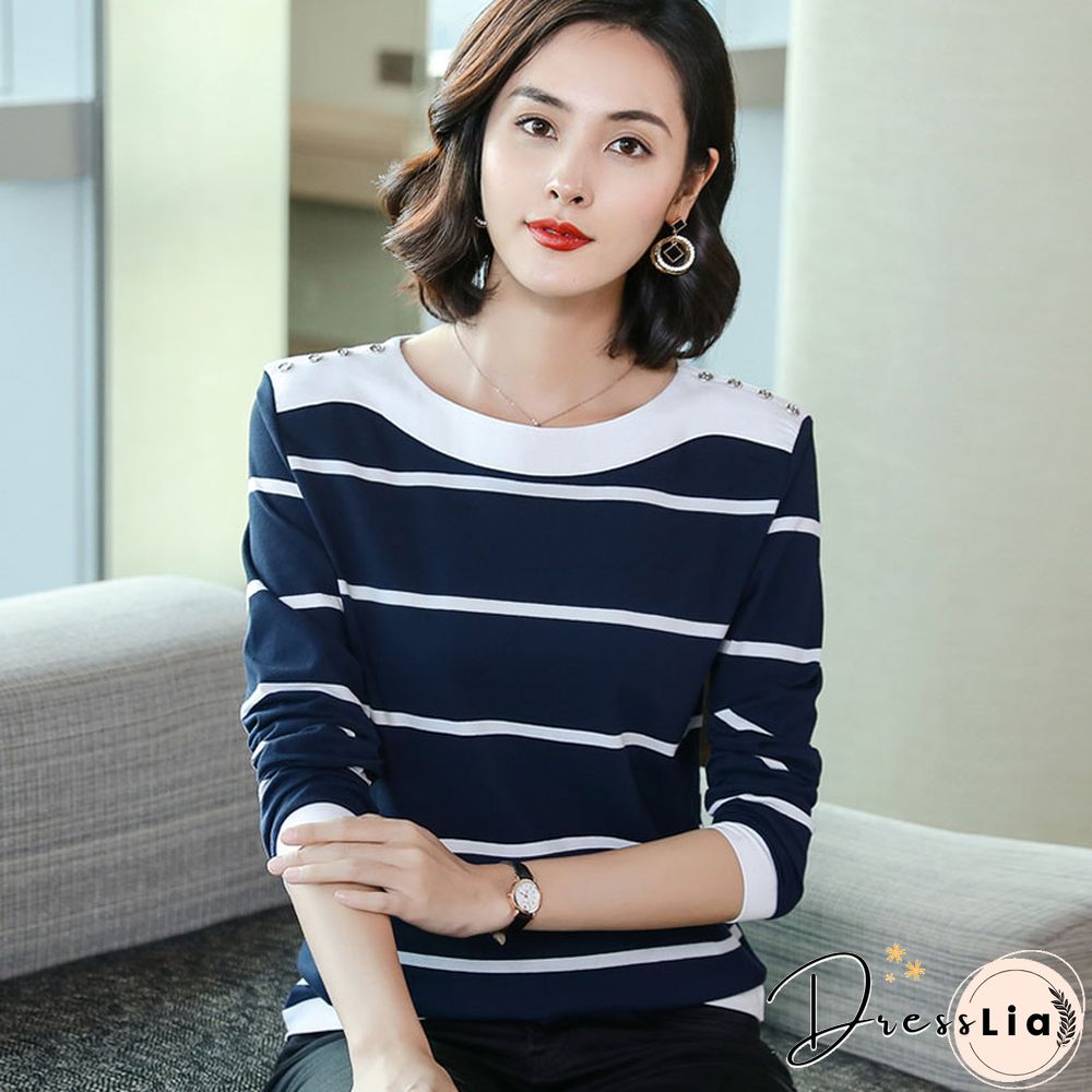Bobokateer Long Sleeve Striped Shirt Womens Clothes Tee Femme T-Shirt Women Tshirts Mujer