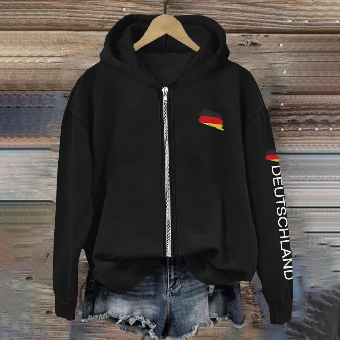 Simpfit Kapuzenjacke mit Deutschlandflagge-Print