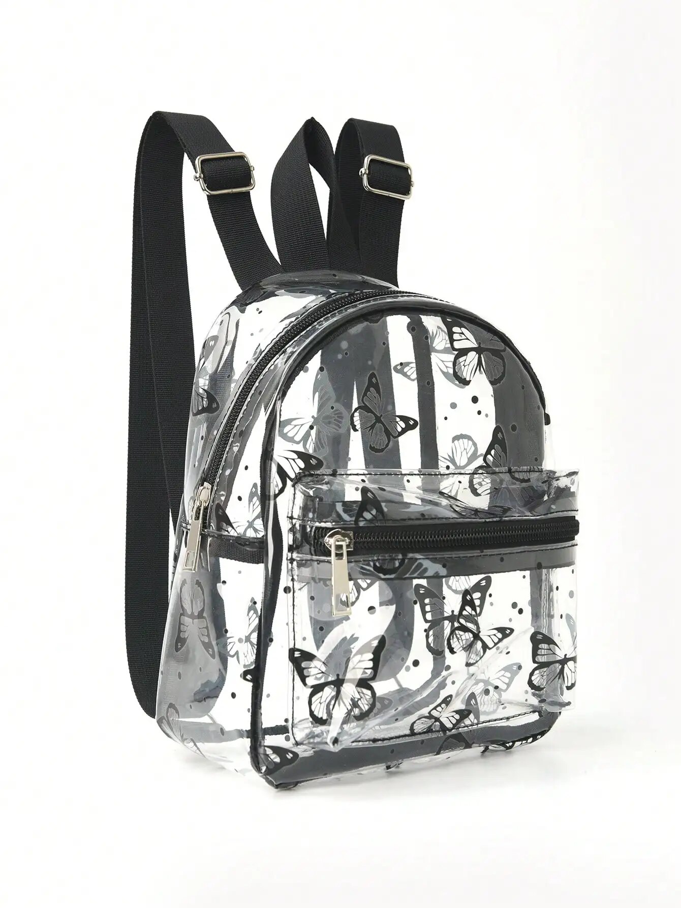 Sopagegame 1pc Women'S Fashionable Butterfly Print Transparent Backpack Suitable For Girls, College Students, Outdoor Travel, Vacation Casual Daypacks & Backpacks