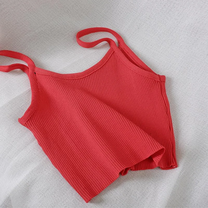 Women Tops Knitting Camisoles Female Solid Camis Street Camisole Ladies Camis With Straps Spaghetti Crop Tops Women