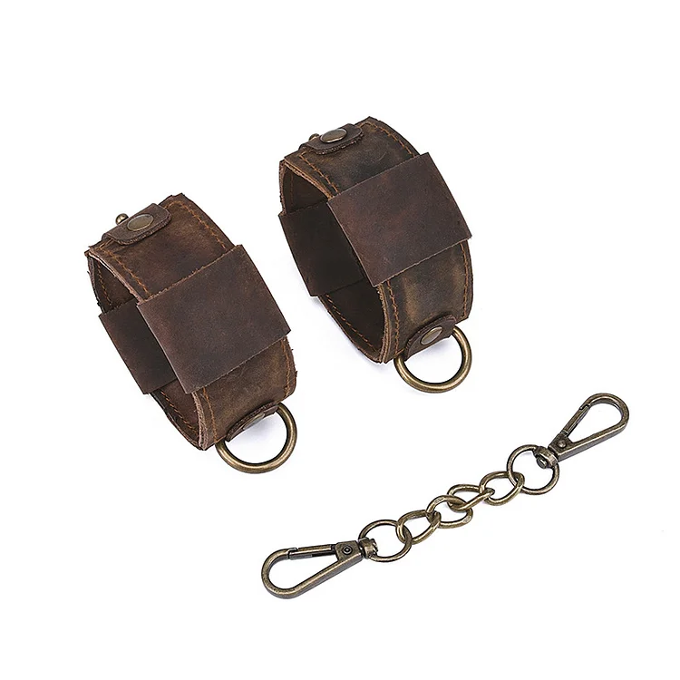 Brown Leather Adjustable Ankle Cuffs Sm Toy