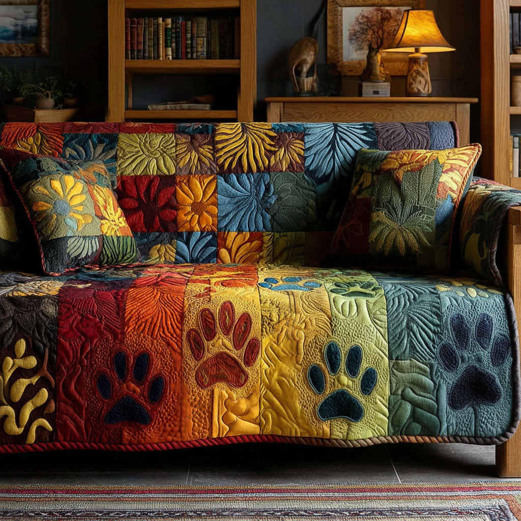 Blossom Paw Quilted Sofa Cover NCU0PT10986 everthome