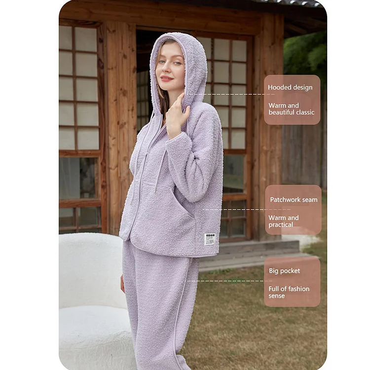 Thickened warm hooded loose large size leisure sports home suit