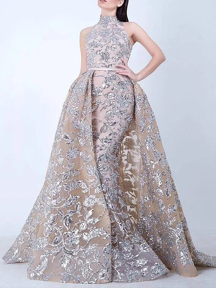 Elegant Half-high Collar Wrapped Hip Fishtail Dress