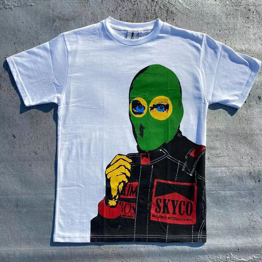 Green mask casual street T-shirt