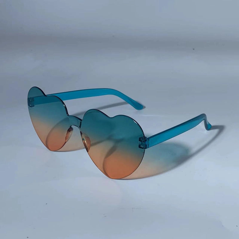 Transparent Jelly Color Love Sunglasses Men’s And Women’s Peach Heart Sunglasses Heart-shaped Conjoined Love Sunglasses