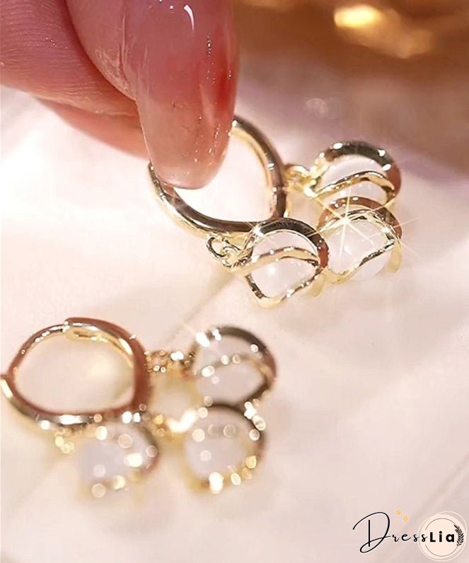 Modern White Sterling Silver Alloy Gem Stone Lily Of The Valley Drop Earrings