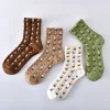 3D Jacquard Floral Medium Height Women Socks 10 Pairs