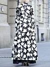 Fashion Animal Printed Buttoned Long Sleeves Round-Neck Coat