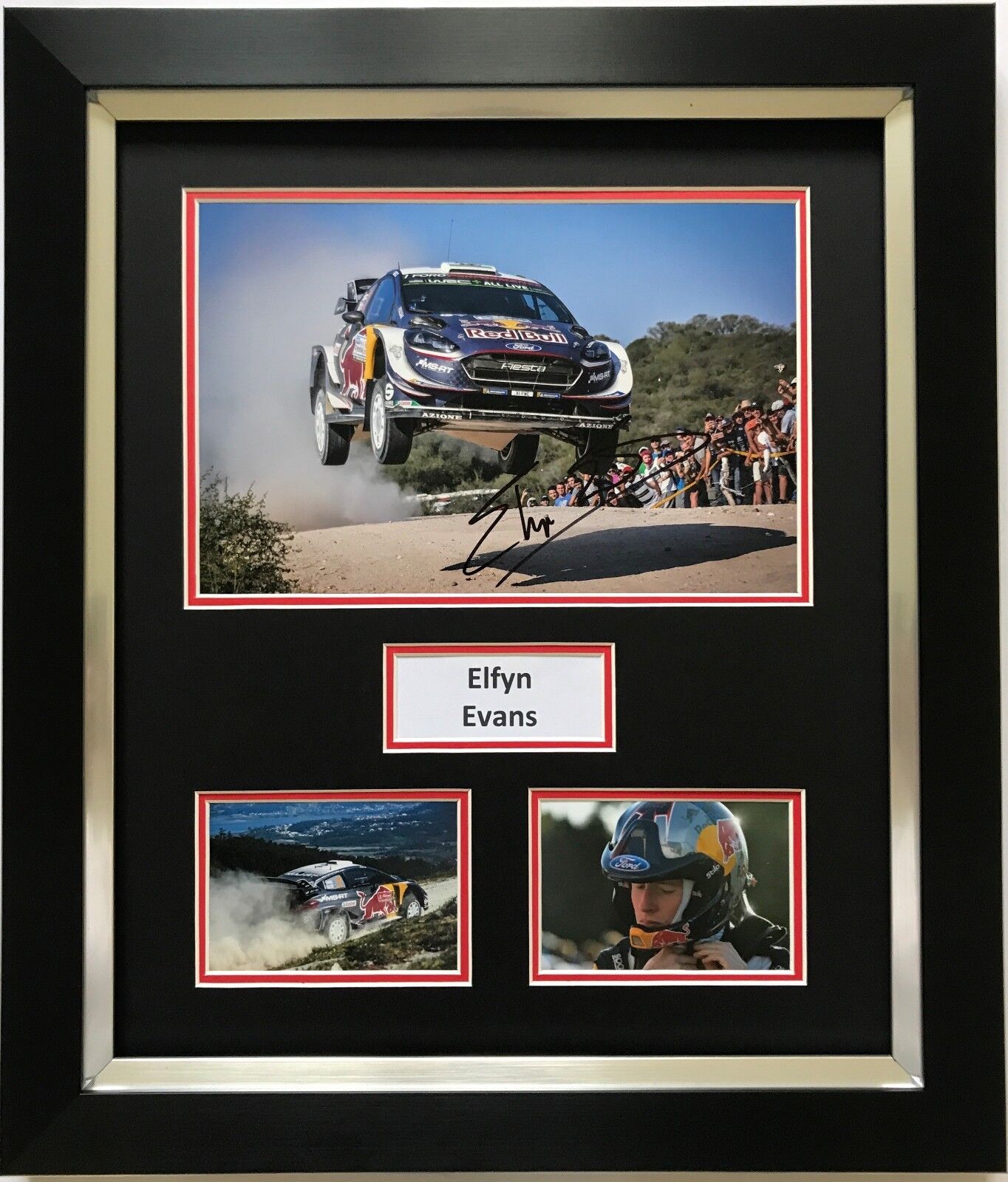 ELFYN EVANS HAND SIGNED FRAMED Photo Poster painting DISPLAY FORD FIESTA RALLY.