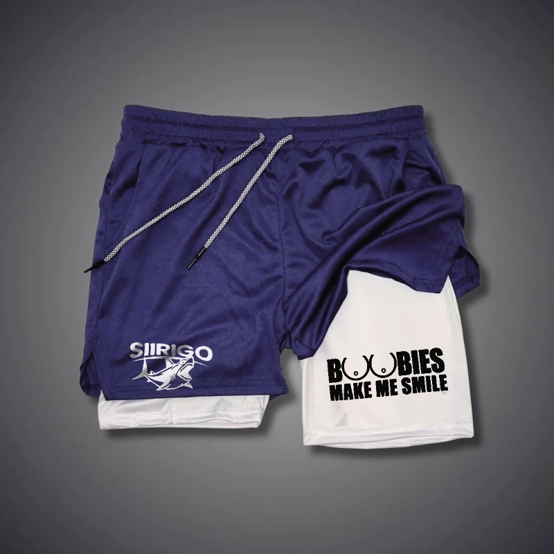 BOOBIES MAKE ME SMILE Graphic GYM PERFORMANCE SHORTS