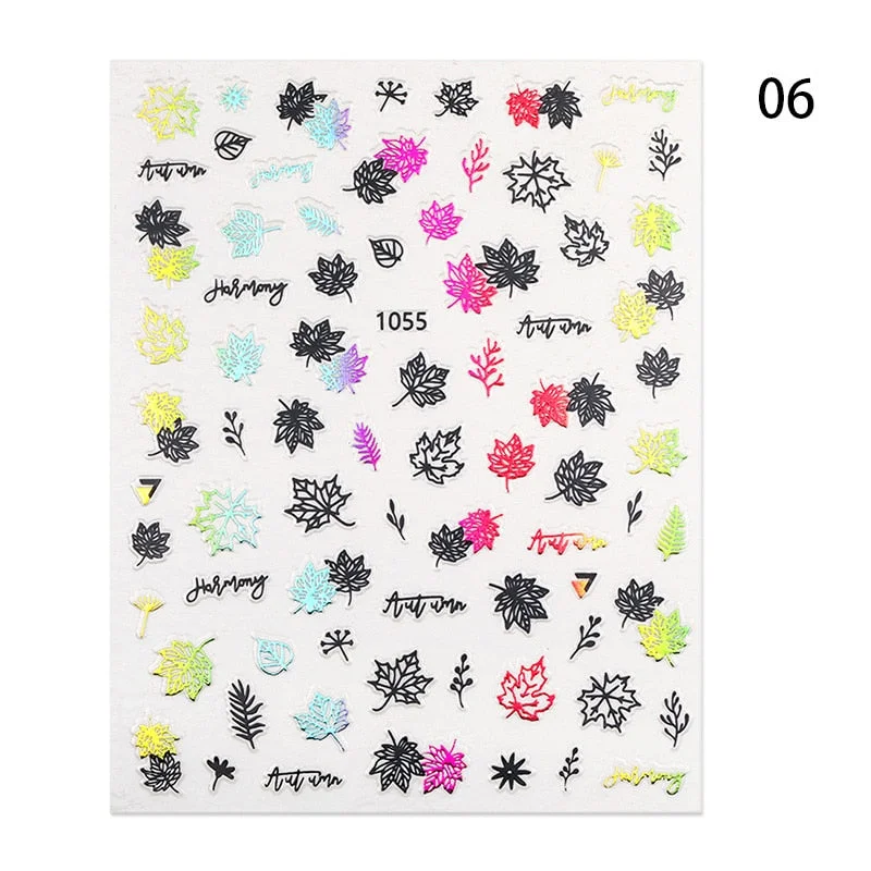 1 Pc 3D Nail Sticker Flower Leaves Slider Transfer Nail Stickers For Manicures Nail Art DIY Transfer Sticker Nail Art Decoration