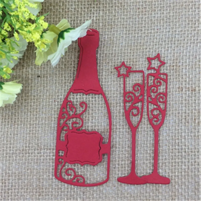 3x Wine Bottle Cup Metal Cutting Dies Stencil Scrapbooking Photo Album Card Paper Embossing Craft DIY
