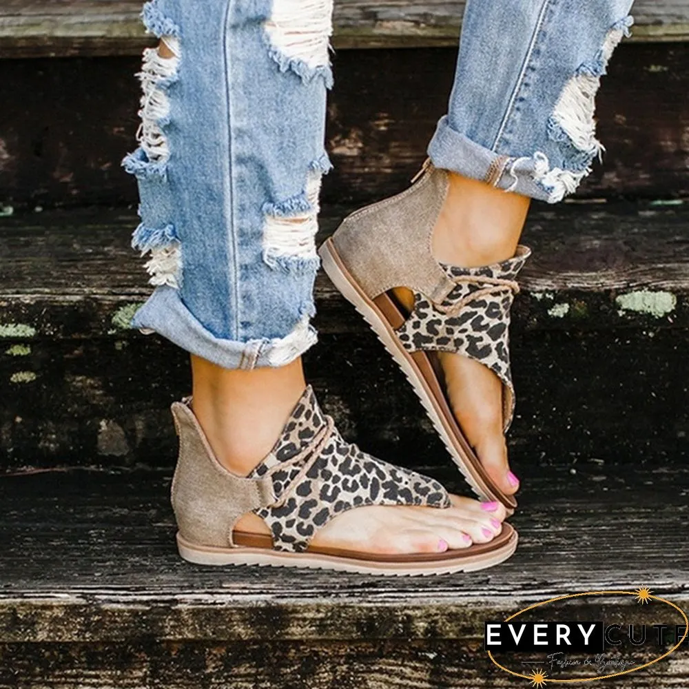 Spring and Summer Women's Fashion Casual Roman Flat Back Zipper Women Sandals