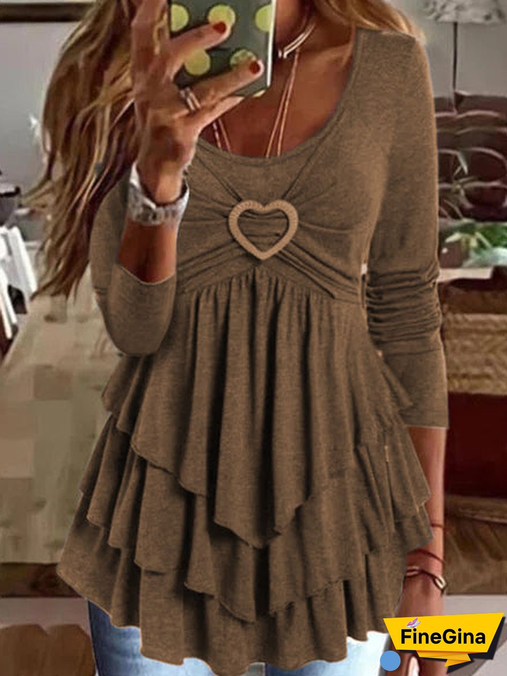 Plain Regular Fit Crew Neck Casual Top