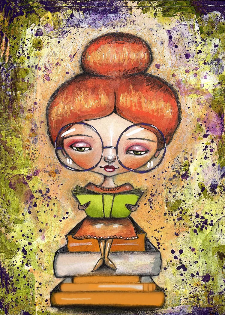 Bookworm Girl 40*50CM(Canvas) Diamond Painting gbfke