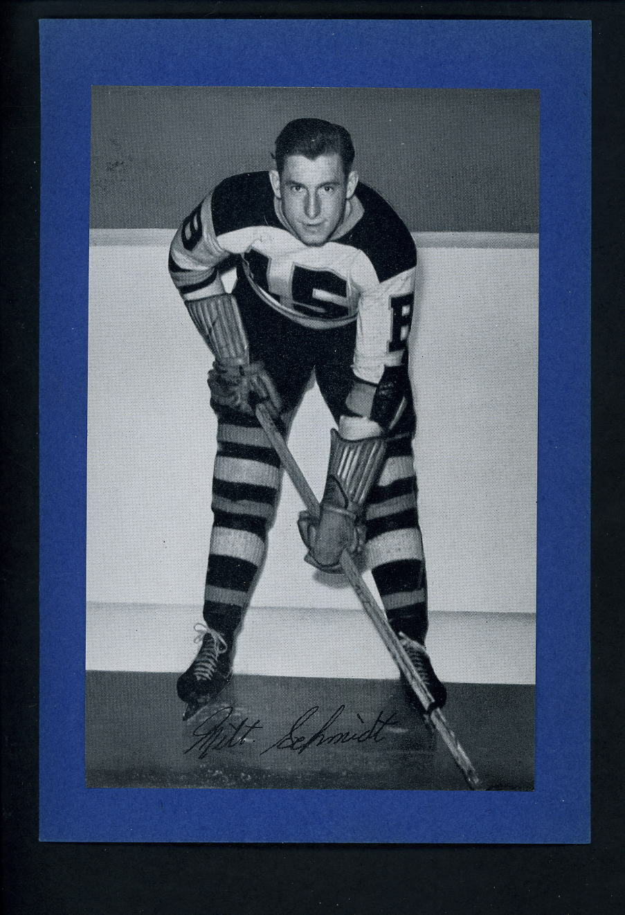 # 31 Milt Schmidt 1934-44 Beehive Group 1 Photo Poster paintings Boston Bruins blue backing